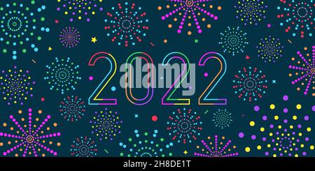 2022 happy new year with fireworks Stock Vector
