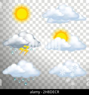 icons of weather events on a transparent background Stock Vector