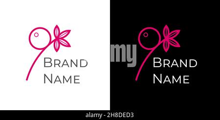 OK O K monogram logo of growing twig with leaves and fruit. Modern logotype of wedding, fashion, jewelry, heraldic, boutique, floral and natural cosmetic. Design template for beauty company identity Stock Vector