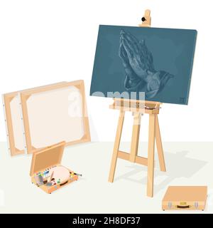 Vector design of an art studio, Picture with classic artwork Stock Vector