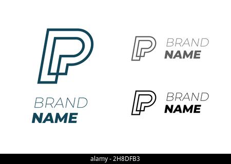 Initial letters PP set for business identity logotype concept. Two ...