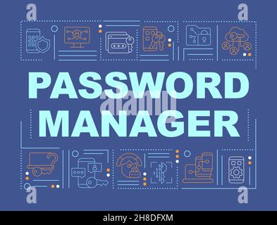 Password manager saving information tool word concepts banner Stock Vector