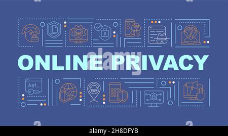 Privacy online and data security in internet word concepts banner Stock Vector