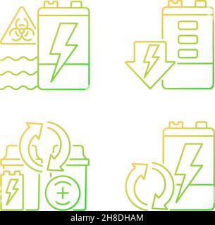 Battery reuse gradient linear vector icons set Stock Vector