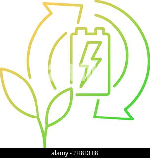 Eco battery recycling gradient linear vector icon Stock Vector