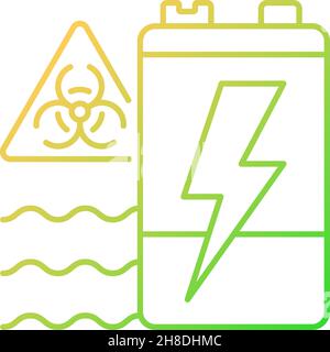 Battery water contamination threat gradient linear vector icon Stock Vector