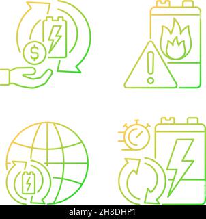 Recycling world industry gradient linear vector icons set Stock Vector