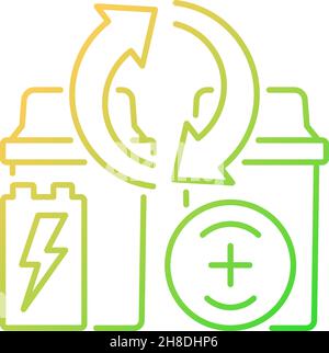 Battery recycling station gradient linear vector icon Stock Vector