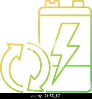 Recyclable battery gradient linear vector icon Stock Vector