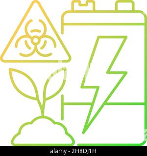 Battery soil contamination threat gradient linear vector icon Stock Vector