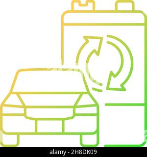 Recyclable EV battery gradient linear vector icon Stock Vector