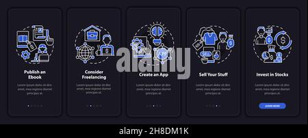 Money making approaches onboarding mobile app page screen Stock Vector
