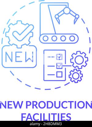 New production facilities blue gradient concept icon Stock Vector