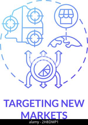 Targeting new markets blue gradient concept icon Stock Vector