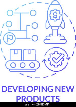 Developing new products blue gradient concept icon Stock Vector