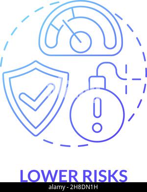 Lower risks blue gradient concept icon Stock Vector