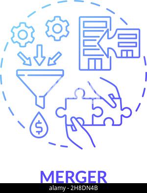 Merger blue gradient concept icon Stock Vector