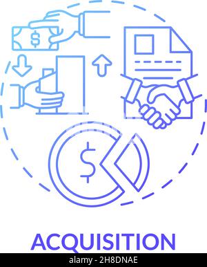 Acquisition blue gradient concept icon Stock Vector