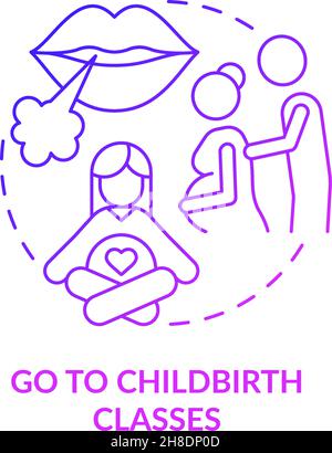 Go to childbirth classes purple gradient concept icon Stock Vector