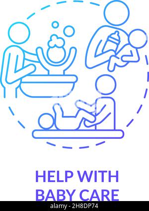 Help with baby care blue gradient concept icon Stock Vector