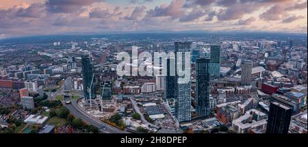 Aerial view of Manchester city in UK Stock Photo