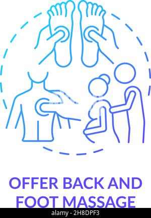 Offer back and foot massage blue gradient concept icon Stock Vector