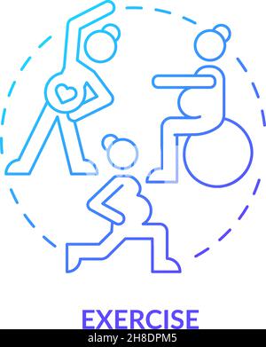 Exercise for pregnant woman blue gradient concept icon Stock Vector