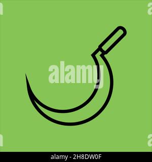 Sickle icon isolated on green background. Stock Vector
