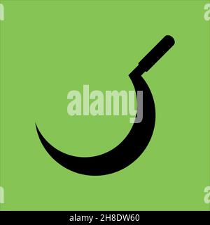 Sickle icon isolated on green background. Stock Vector