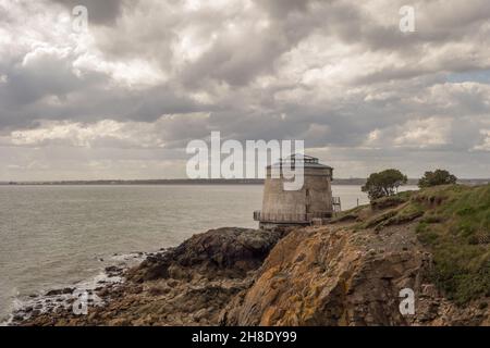 Refurbished Martello Tower at Red Rock, Sutton on Howth Head Peninsula near Dublin, Ireland. Stock Photo