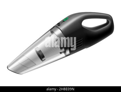 Hand car vacuum cleaner , isolated on white background. Realistic 3d vector illustration of hand car vacuum cleaner, icon for web design Stock Vector
