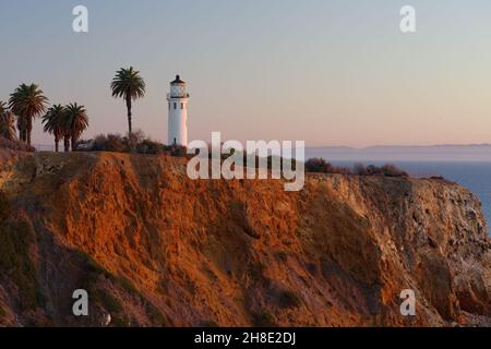 Point Vicente Lighthouse in Rancho Palos Verdes, Los Angeles County. Stock Photo