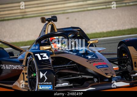 13 Da Costa Antonio Felix (por), DS Techeetah, DS E-Tense FE21, action during the pre-season test of the 2021-22 FIA Formula E World Championship, on the Circuit Ricardo Tormo from November 28 to December 2, 2021 in Valencia, Spain - Photo: Germain Hazard/DPPI/LiveMedia Stock Photo