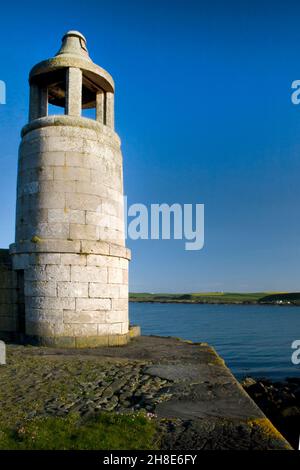 Port Logan old lighthouse,Kirkmaiden, Rhins of Galloway, Wigtownshire, Dumfries & Galloway, Scotland Stock Photo