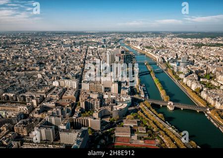 The Seine in the south-west of Paris from the Eiffel Tower, France Stock Photo