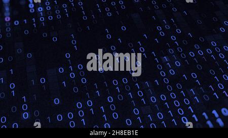 Background from set of binary code. Animation. Changing program code from zero and one. Software in form of binary code. Computer background from bina Stock Photo