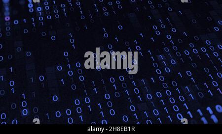 Background from set of binary code. Animation. Changing program code from zero and one. Software in form of binary code. Computer background from bina Stock Photo