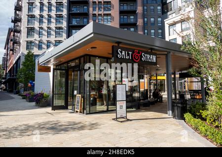Kirkland, WA USA - circa July 2021: Street view of the exterior of a Salt and Straw ice cream shop in the Totem Lake area. Stock Photo