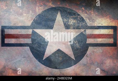 Minsk, Belarus - May, 2021: Top view of flag of United States military aircraft, no flagpole. Plane design, layout. Flag background. Stock Photo