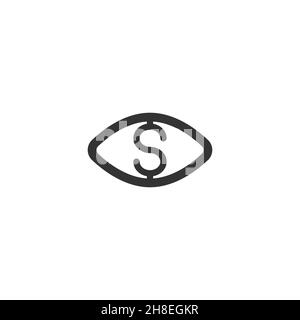 Eye with dollar icon, profit concept, need money symbol. Salary icon. Stock vector illustration isolated Stock Vector