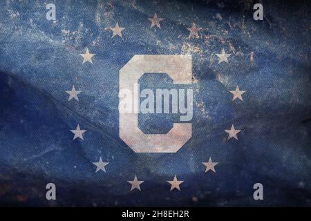 Minsk, Belarus - May, 2021: Top view of flag of United States Navy consular, no flagpole. Plane design, layout. Flag background. Stock Photo