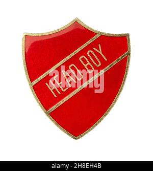 An Isolated Shield Shaped Badge For Head Boy From A British School On A White Background Stock Photo