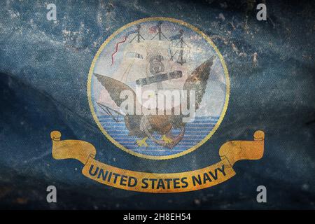Minsk, Belarus - May, 2021: Top view of flag of United States Navy, no flagpole. Plane design, layout. Flag background. Stock Photo