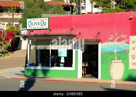 Exterior view of the Temecula Olive Oil Company store in Old Town, San Diego, California. Stock Photo