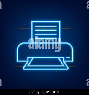 Flat printer icon. printer with paper a4 sheet and printed text document. Vector illustration. Stock Vector