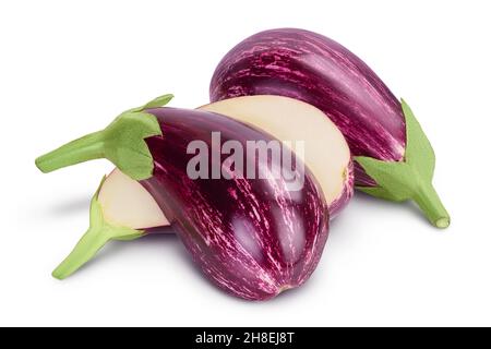 striped eggplant graffiti isolated on white background with clipping path and full depth of field. Stock Photo