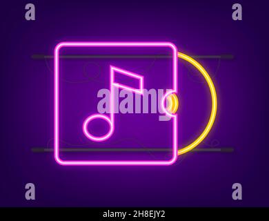 Music neon icon in flat style. Music, voice, record icon. Vector stock illustration Stock Vector