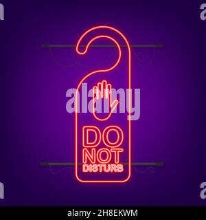 Please do not disturb neon label. Vector stock illustration. Stock Vector