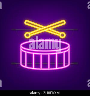 Music neon icon in flat style. Music, voice, record icon. Vector stock illustration Stock Vector