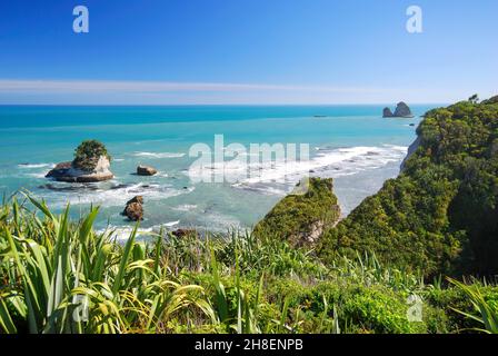 Motukiekie Rocks, Near Greymouth, Grey District, West Coast, New Zealand Stock Photo